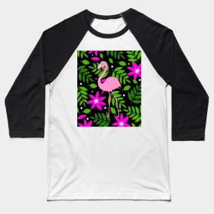 Tropical Pink Flamingo - Pink Flamingo Art Baseball T-Shirt